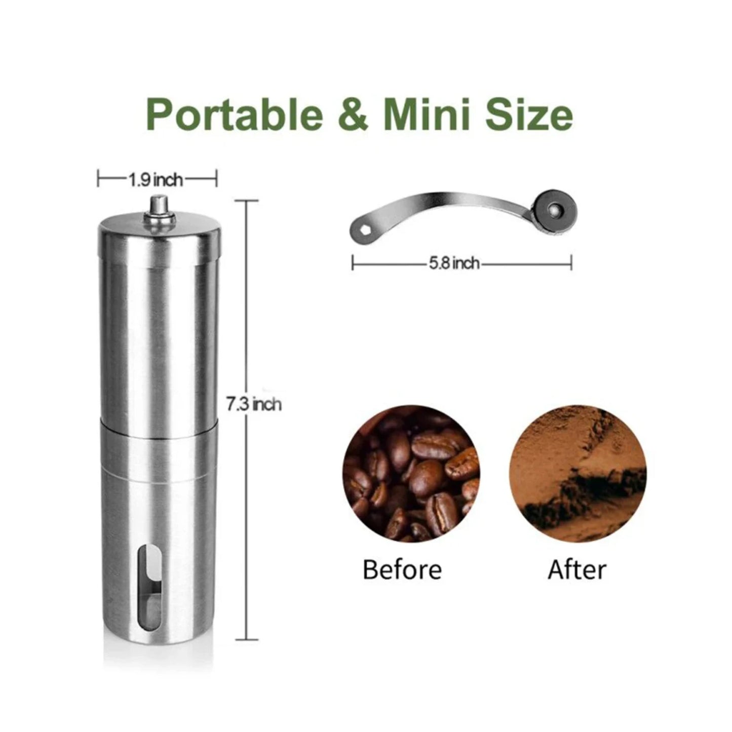 Grider de café manuel en acier inoxydable réglable - moulin à expresso portable avec une bavure à 5 cœurs pour le broyage de précision