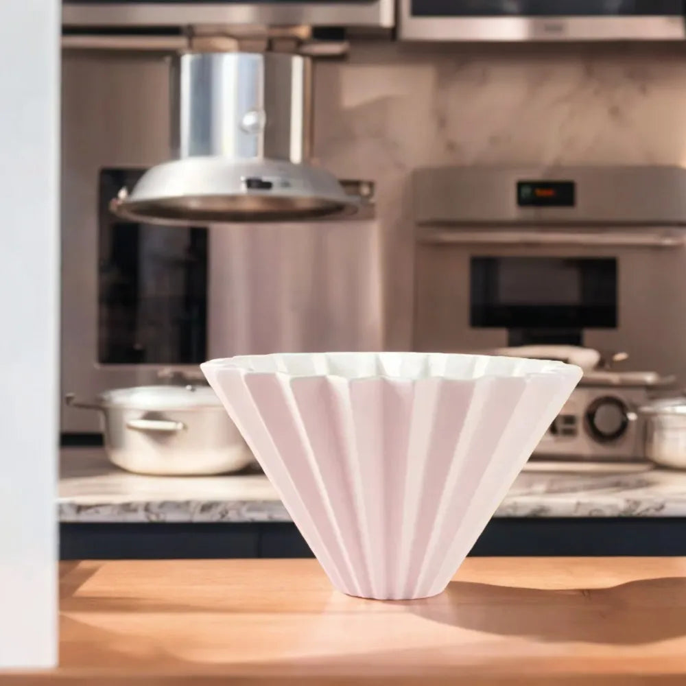 Ceramic Reusable Conical Coffee Filter Cup – Single Drip Hand Flush Barista Tool with Cake Cup Included