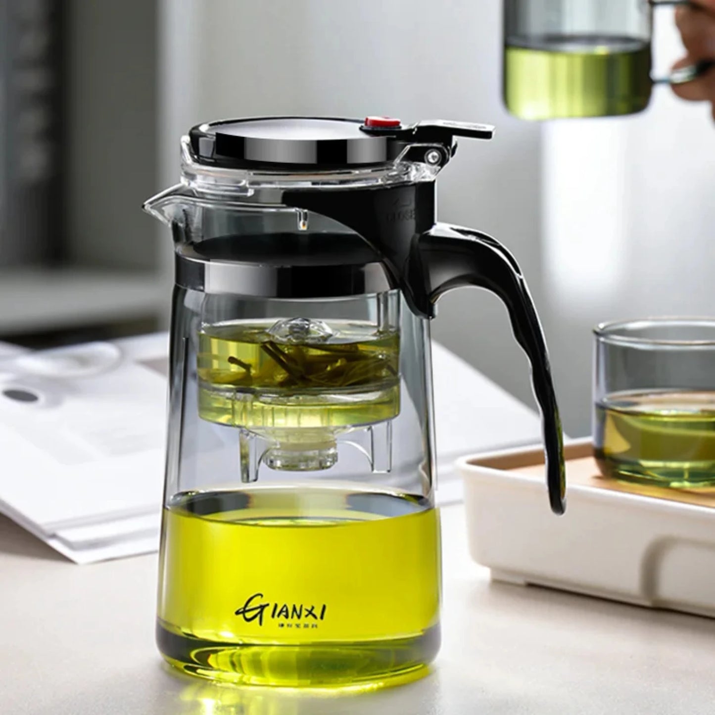 Théière en verre résistante à la chaleur avec infuseur - idéal pour le thé chinois, le café et l'utilisation du bureau