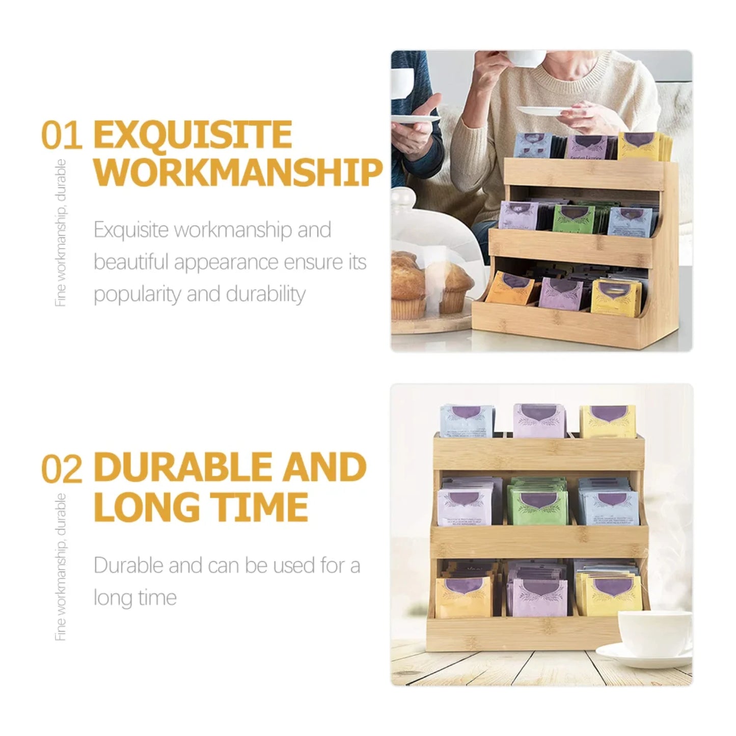 Creative Wooden Coffee and Tea Bag Holder Stand – Versatile Organizer for Kitchen, Hotel, and Jewelry Display