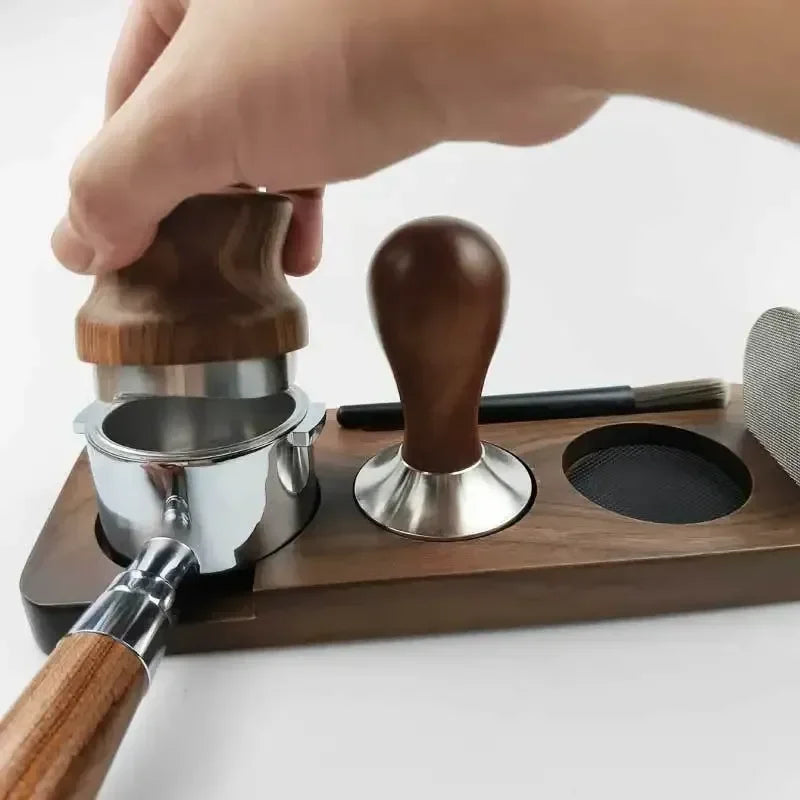 Premium Wooden Base Espresso Accessories Set – Durable Barista Tools for Perfect Espresso Brewing
