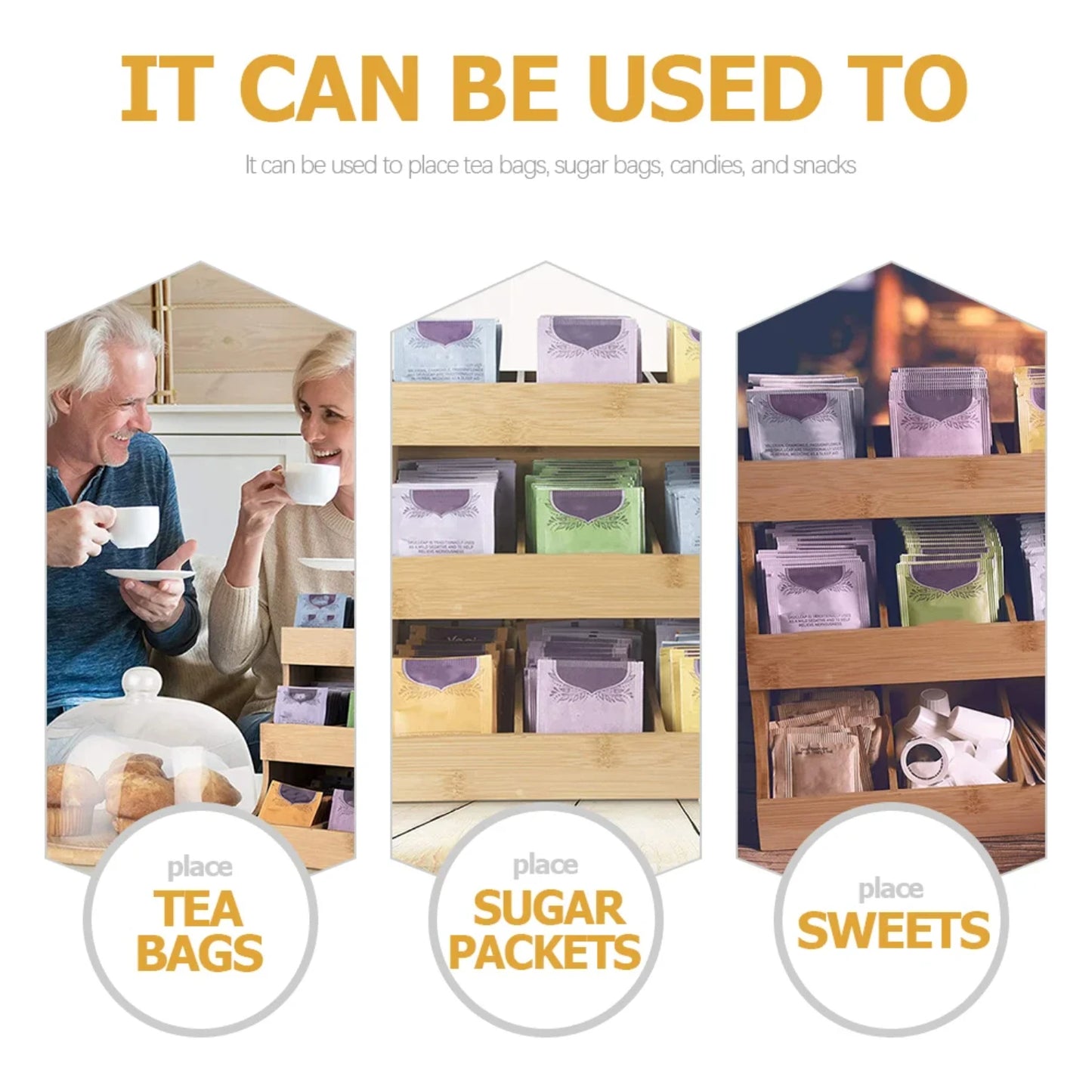 Creative Wooden Coffee and Tea Bag Holder Stand – Versatile Organizer for Kitchen, Hotel, and Jewelry Display