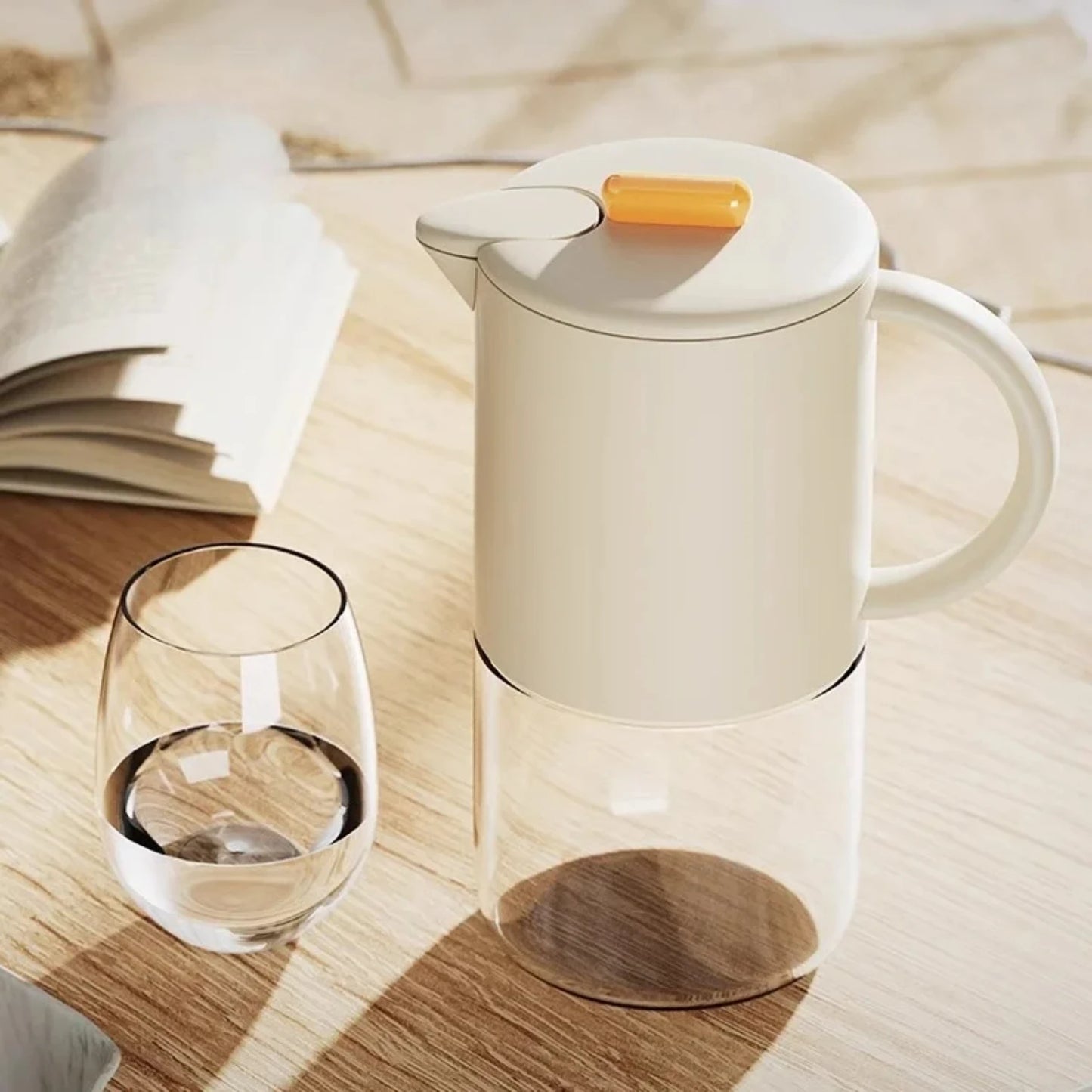 PORTE PORTABLE PORTAGE D'EAU DE VERRE TRANSPARENT AVEC HANDE - Cuisine élégante essentielle pour le café et le thé