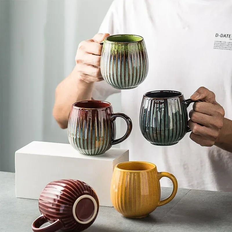 Japanese Gradient Kiln Glaze Ceramic Coffee Mug – Retro-Style Elegant Design for Home and Office