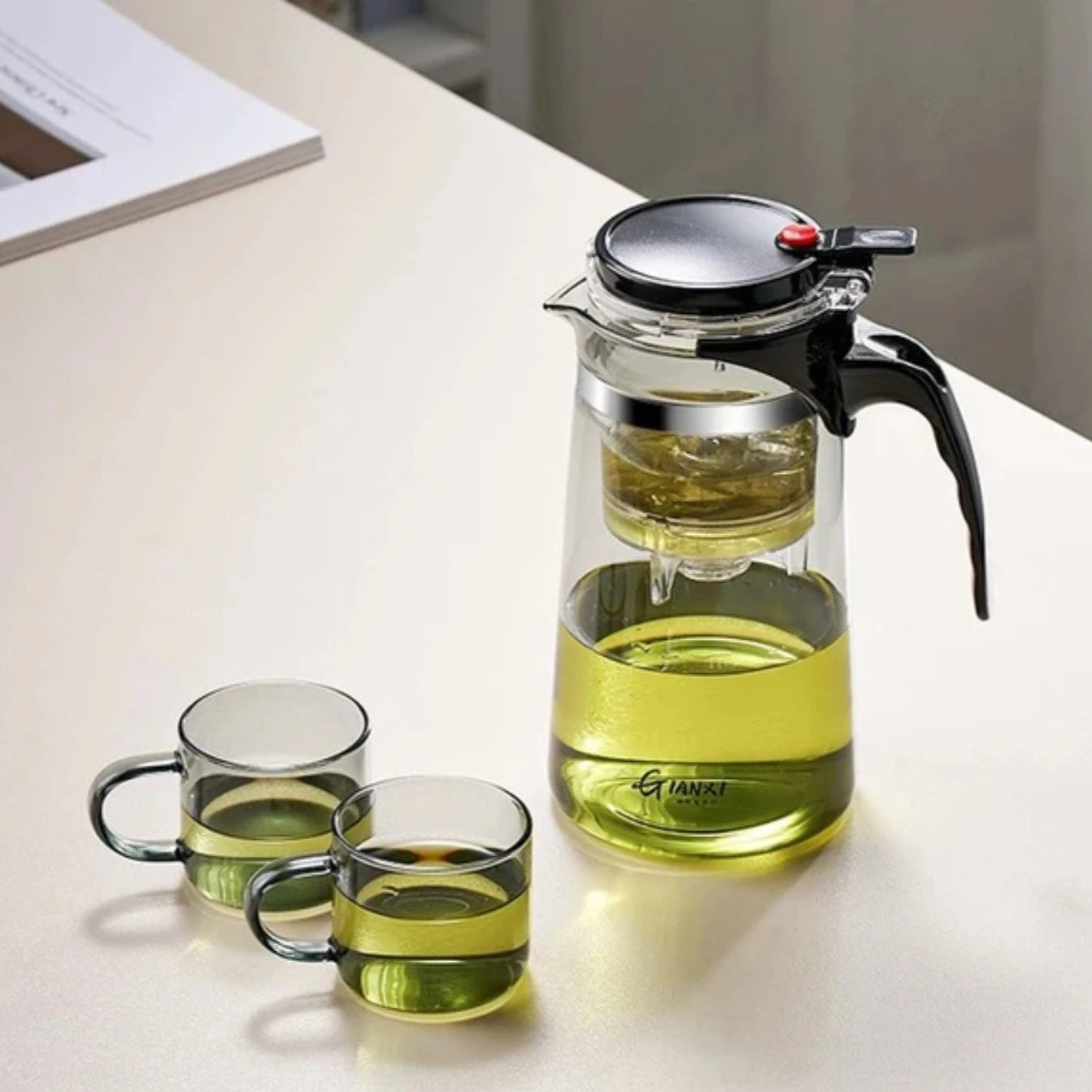 Théière en verre résistante à la chaleur avec infuseur - idéal pour le thé chinois, le café et l'utilisation du bureau