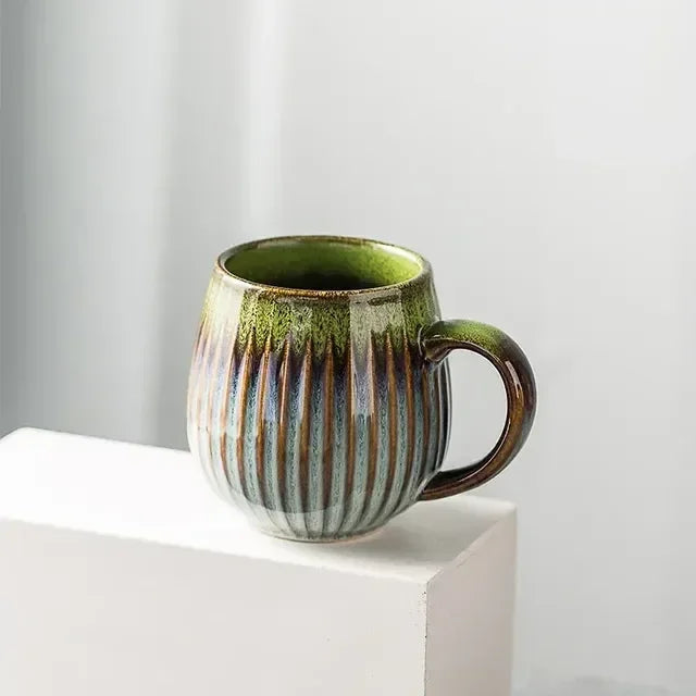 Japanese Gradient Kiln Glaze Ceramic Coffee Mug – Retro-Style Elegant Design for Home and Office