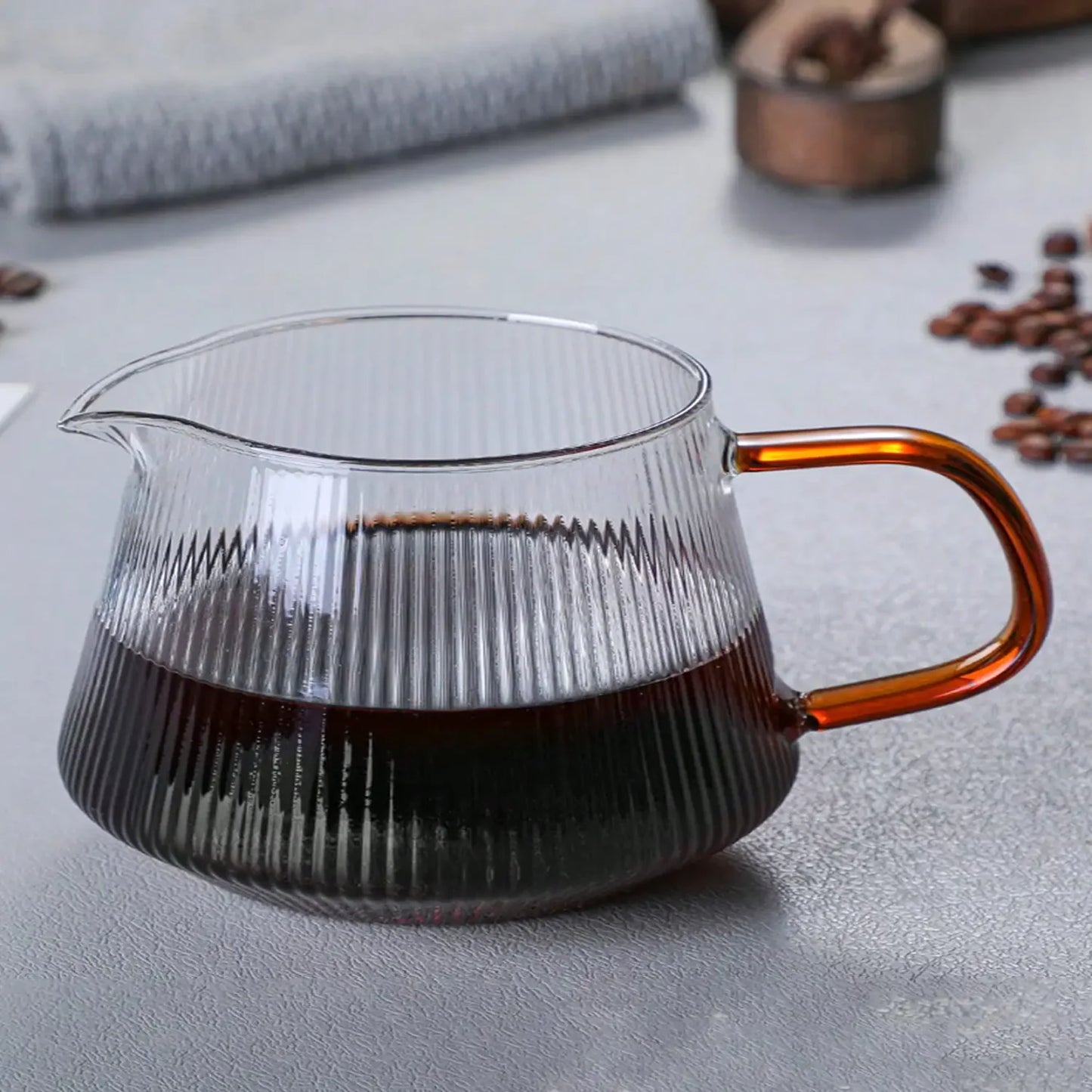 Serveur de café en verre à rayures verticales - Verser à l'épreuve de la chaleur et au micro-ondes sur la carafe