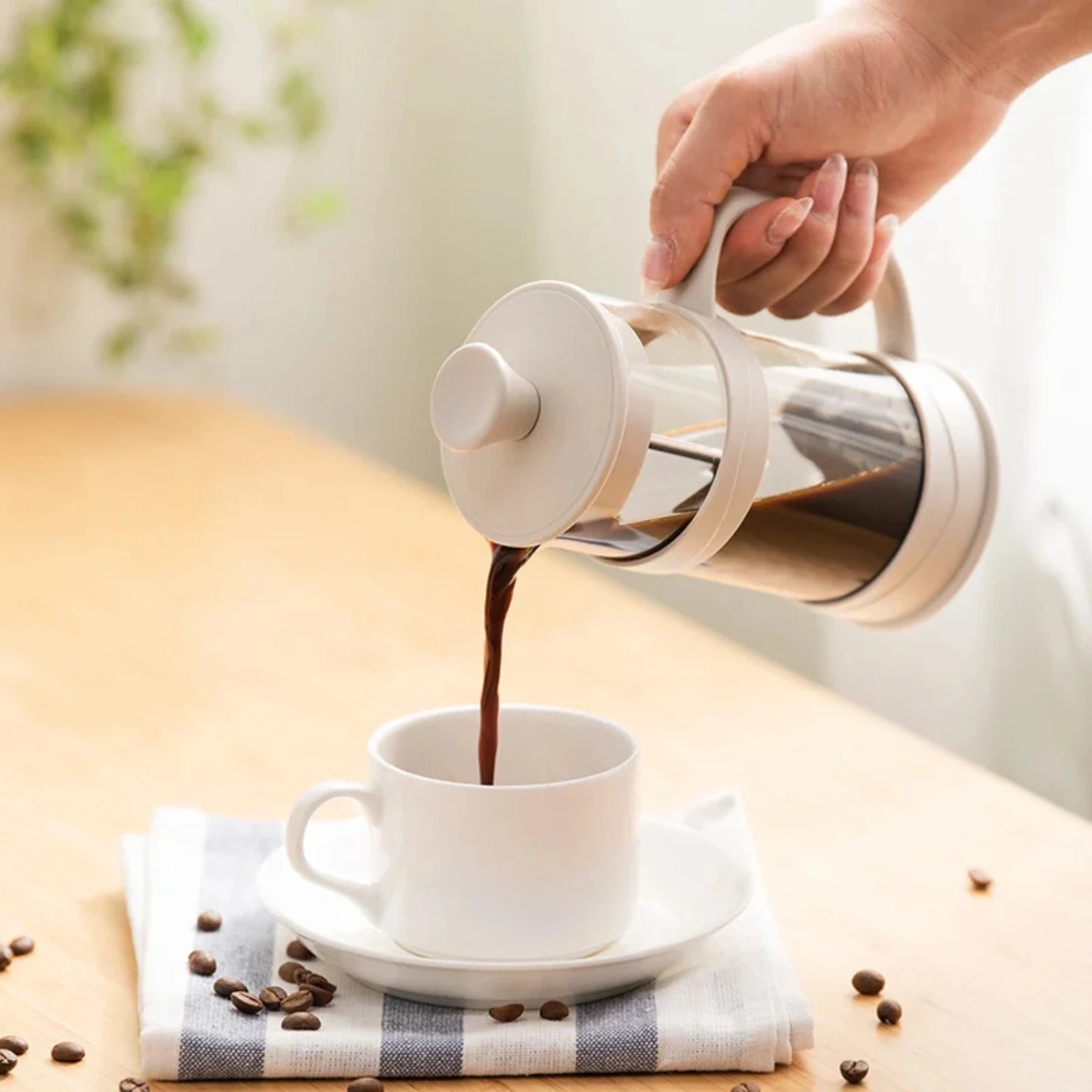 Cafetière de presse française en acier inoxydable - café brasseur portable à la main à la main