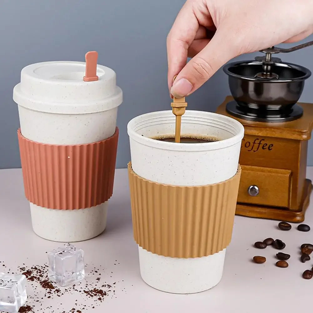 Heat-Resistant Mug with Non-Slip Protective Sleeve – Large Capacity Anti-Scald Coffee and Milk Cup