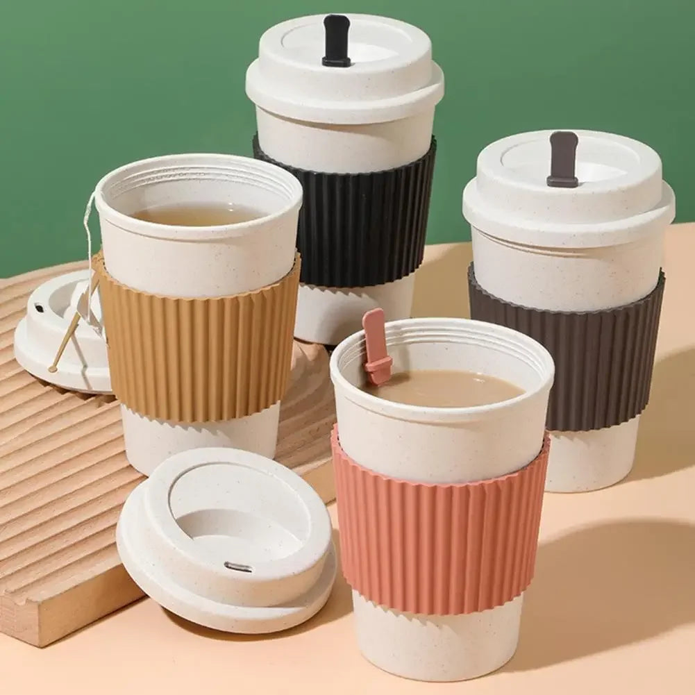 Heat-Resistant Mug with Non-Slip Protective Sleeve – Large Capacity Anti-Scald Coffee and Milk Cup