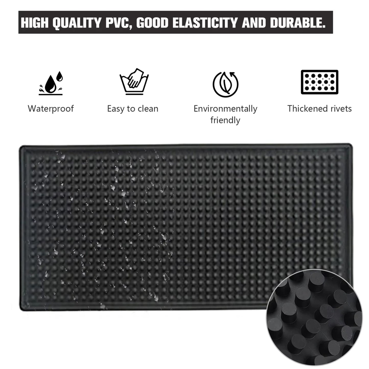 Anti-Slip PVC Coffee and Bar Mat – Waterproof, Heat-Resistant Drain Mat for Baristas and Bartenders