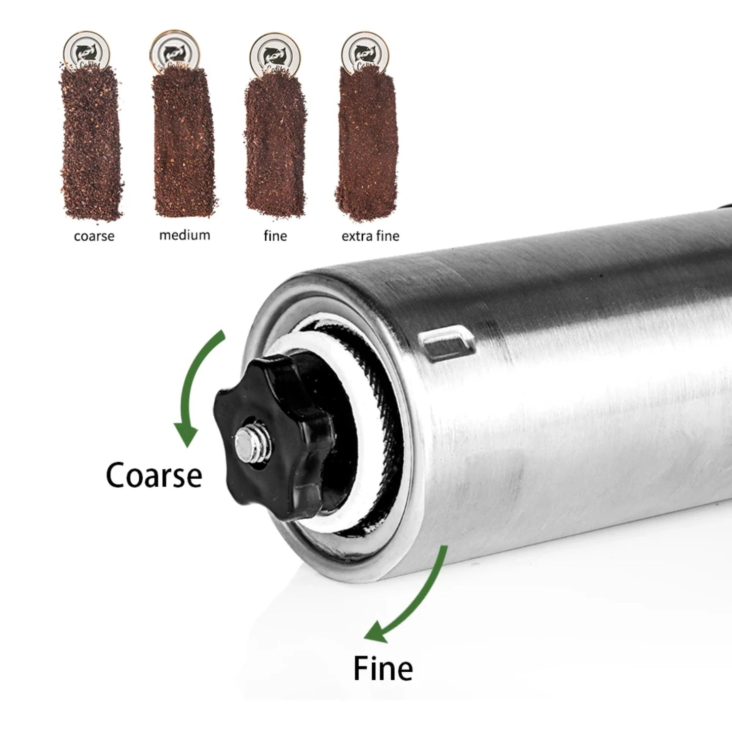 Grider de café manuel en acier inoxydable réglable - moulin à expresso portable avec une bavure à 5 cœurs pour le broyage de précision