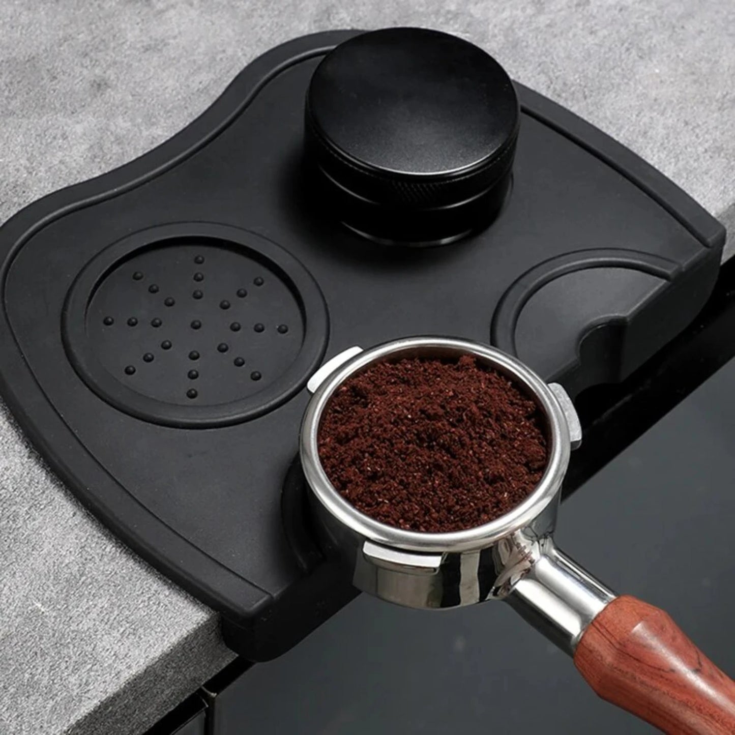 Durable Non-Slip Silicone Espresso Tamping Mat with Anti-Slip Corner Pad – Precision Coffee Tamper Mat for Baristas