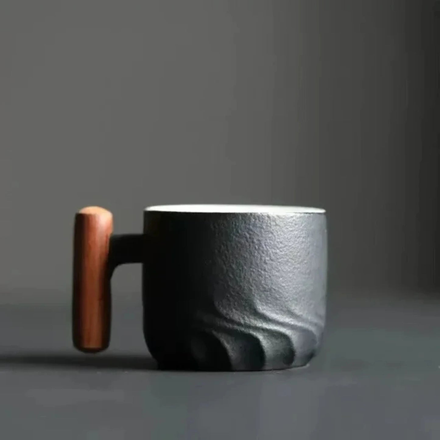 Handmade Ceramic Coffee Mug with Wooden Handle – Unique Design, Ideal for Home or Office, Perfect Gift Choice