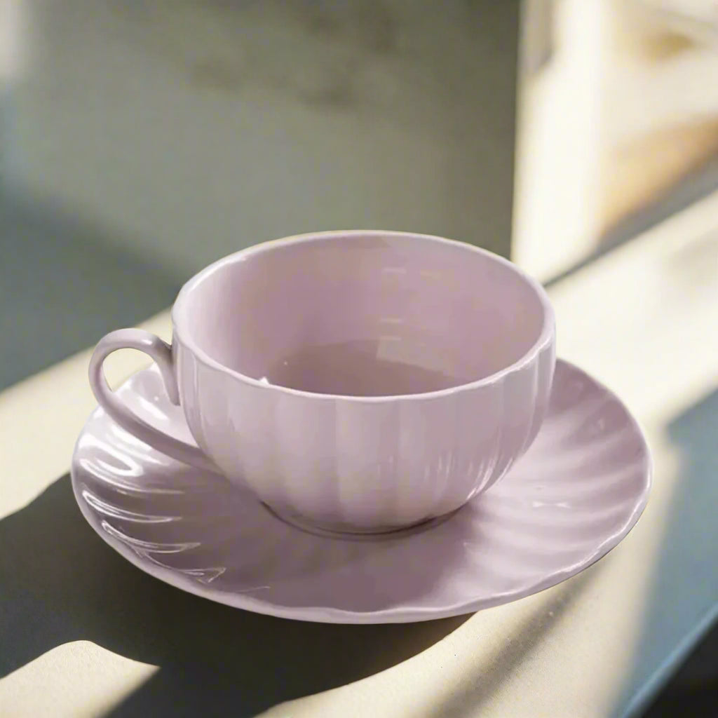 Elegant Floral Ceramic Tea Cup and Saucer Set – Charming Coffee Cup with Saucer Plate