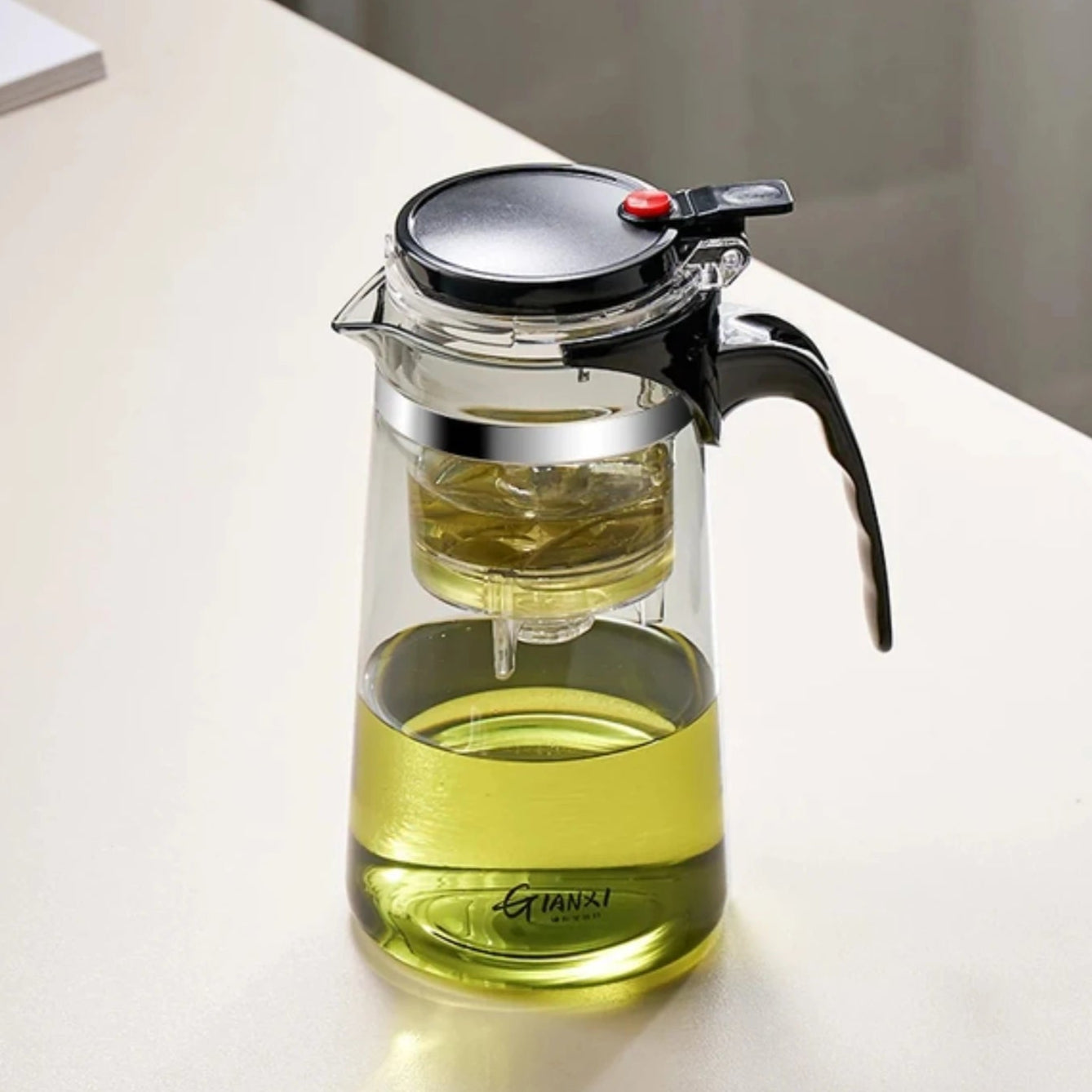 Théière en verre résistante à la chaleur avec infuseur - idéal pour le thé chinois, le café et l'utilisation du bureau