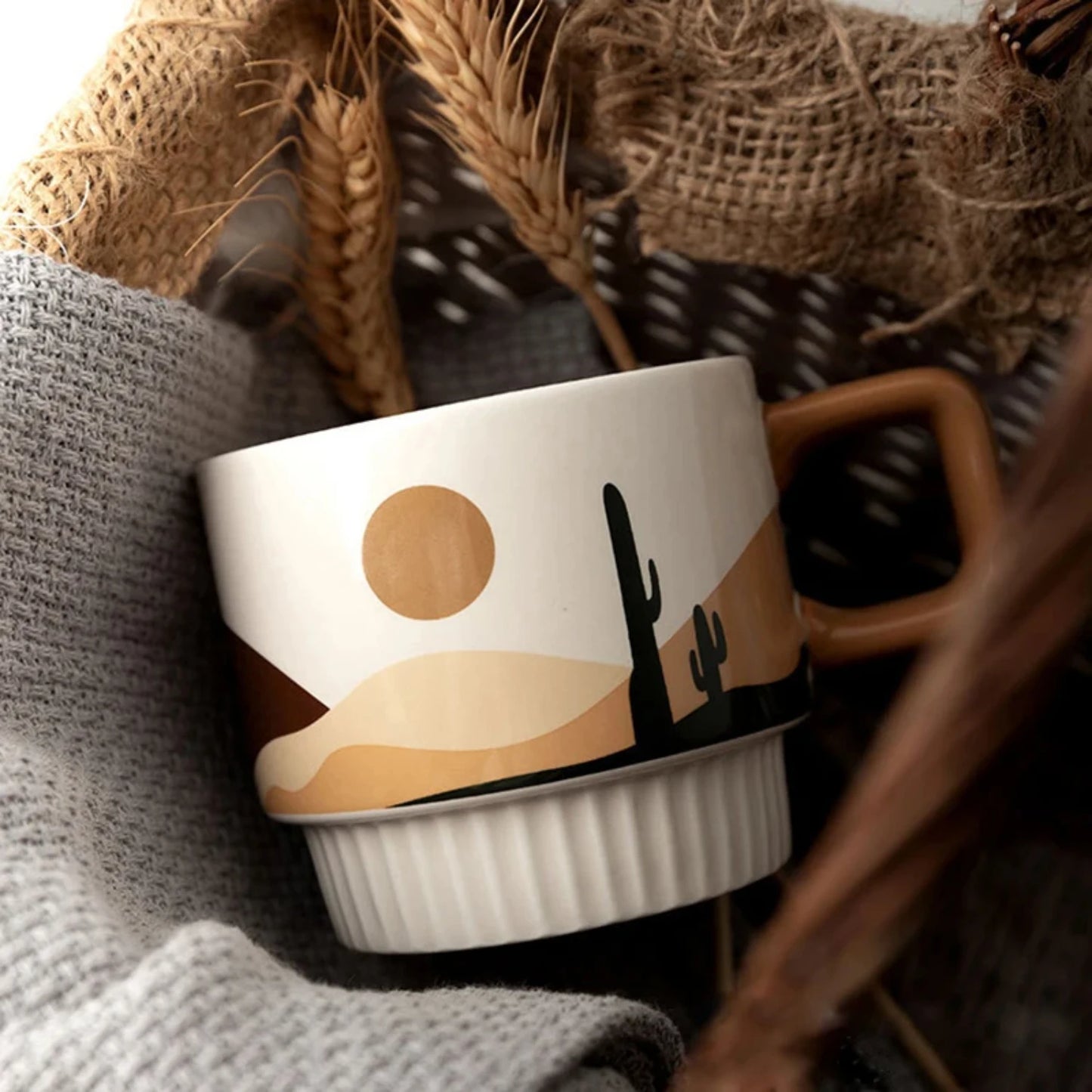 Vintage Retro Ceramic Morandi Coffee Cup: Unique Handcrafted Espresso Mug