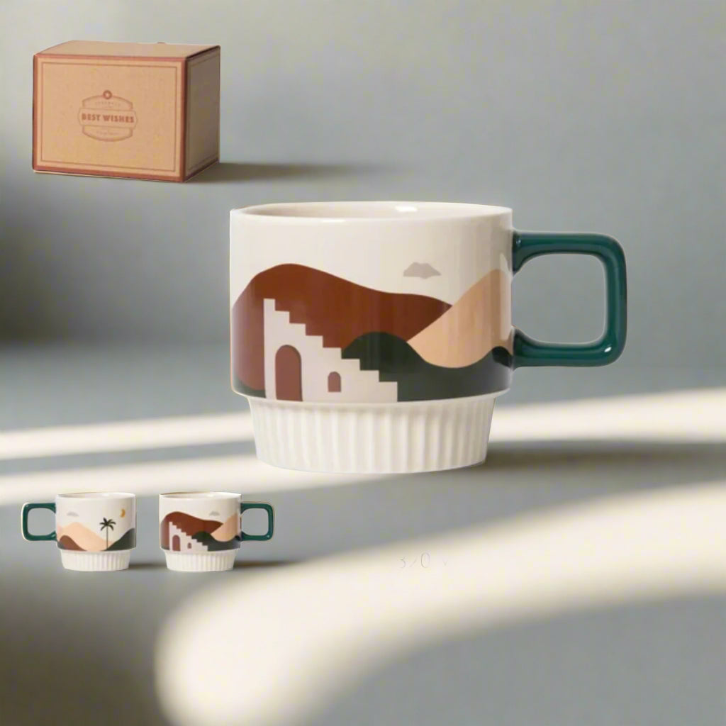 Vintage Retro Ceramic Morandi Coffee Cup: Unique Handcrafted Espresso Mug