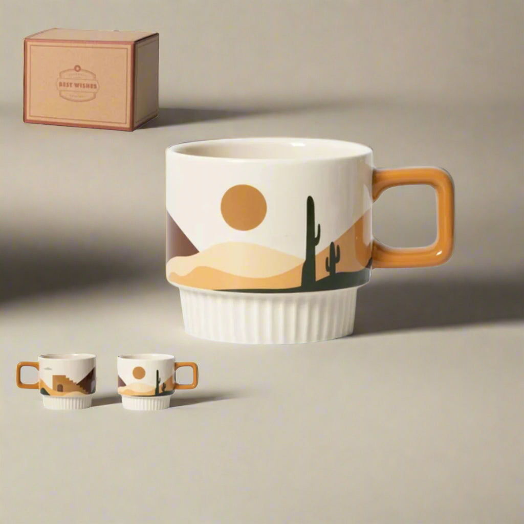 Vintage Retro Ceramic Morandi Coffee Cup: Unique Handcrafted Espresso Mug