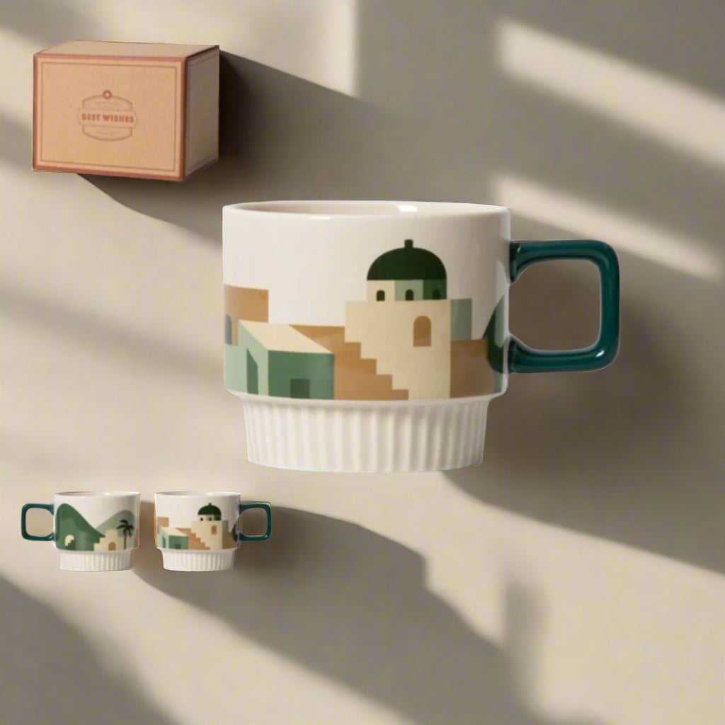 Vintage Retro Ceramic Morandi Coffee Cup: Unique Handcrafted Espresso Mug