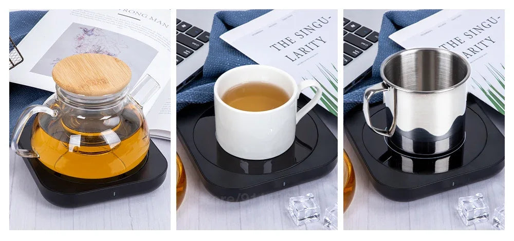 Electric Mug Warmer – 3 Temperature Settings, Auto Shut-Off, Ideal for Coffee, Tea, and Milk