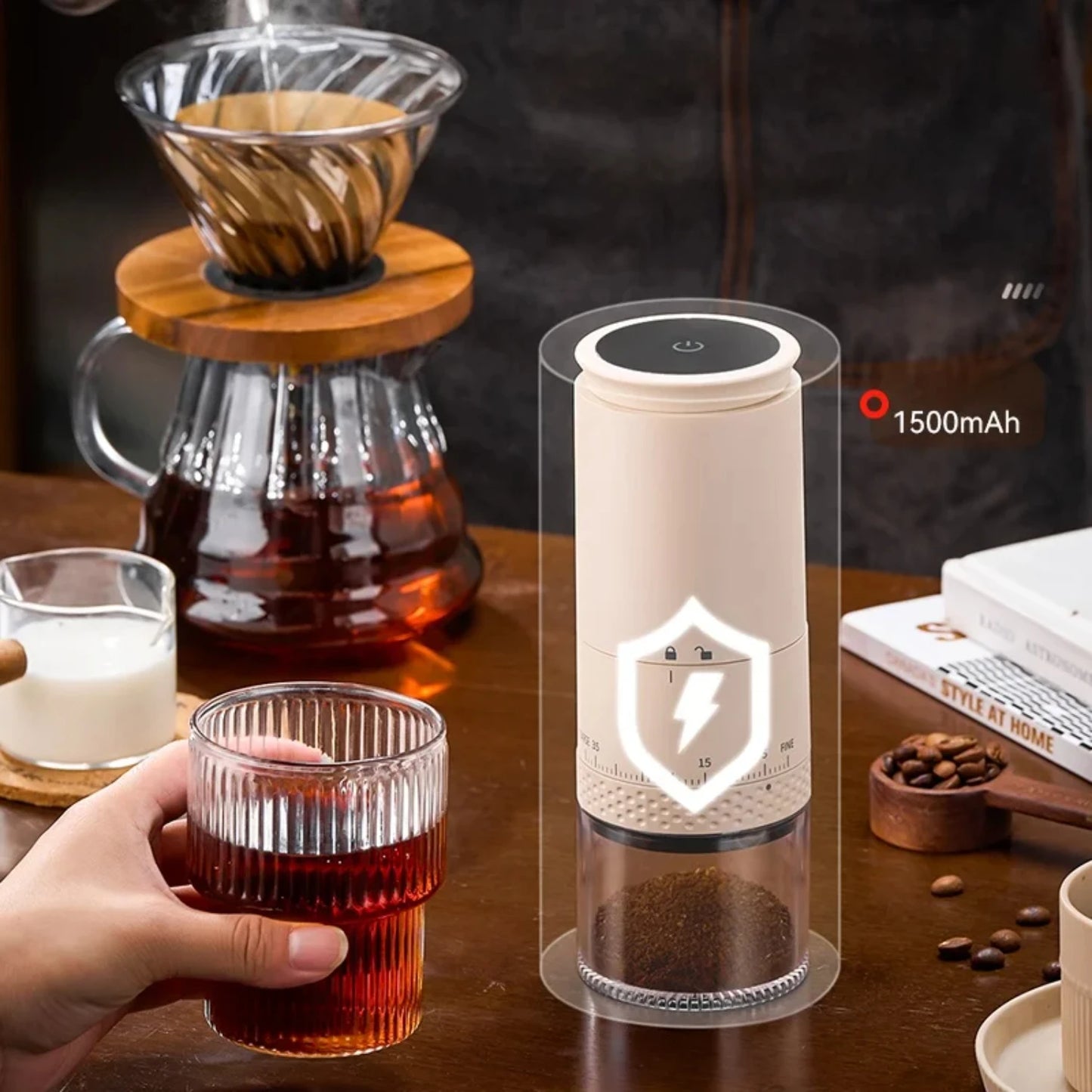 Electric Coffee Bean Grinder – Sleek Household Kitchen Accessory for Freshly Ground Coffee