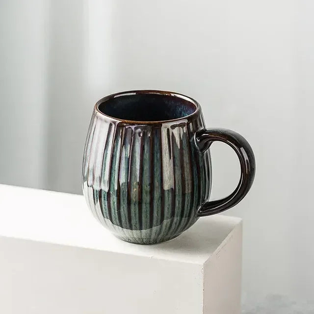 Japanese Gradient Kiln Glaze Ceramic Coffee Mug – Retro-Style Elegant Design for Home and Office