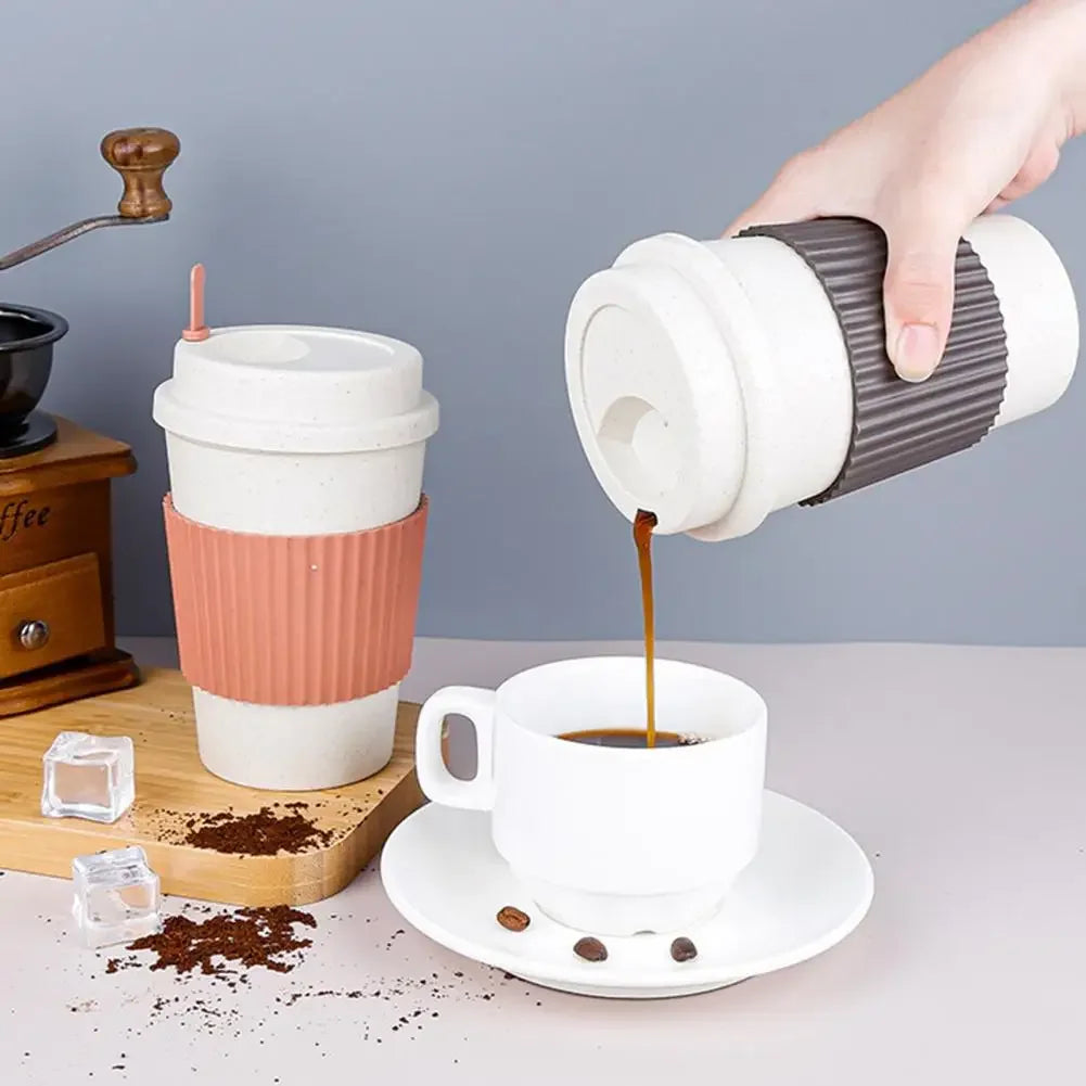 Heat-Resistant Mug with Non-Slip Protective Sleeve – Large Capacity Anti-Scald Coffee and Milk Cup