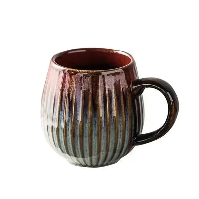 Japanese Gradient Kiln Glaze Ceramic Coffee Mug – Retro-Style Elegant Design for Home and Office