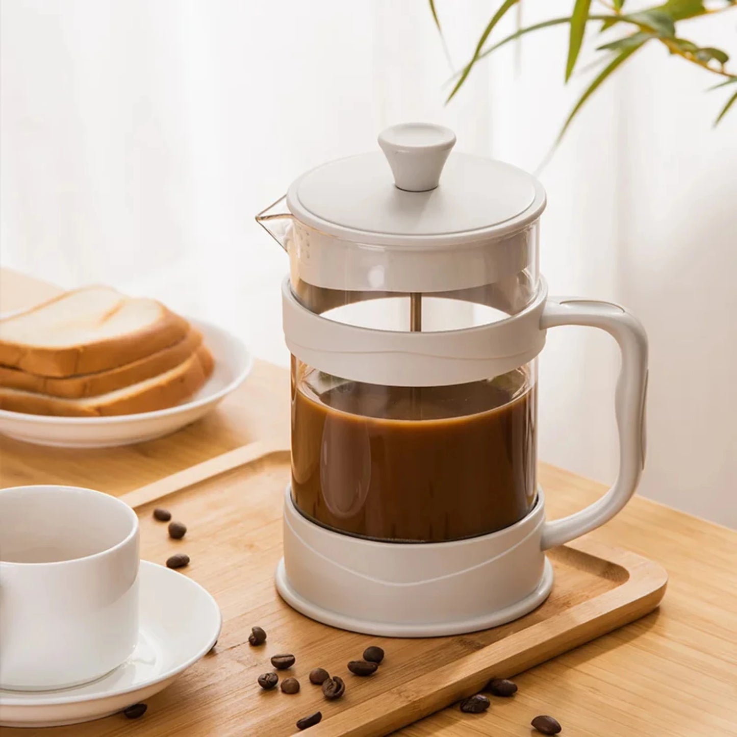 Cafetière de presse française en acier inoxydable - café brasseur portable à la main à la main