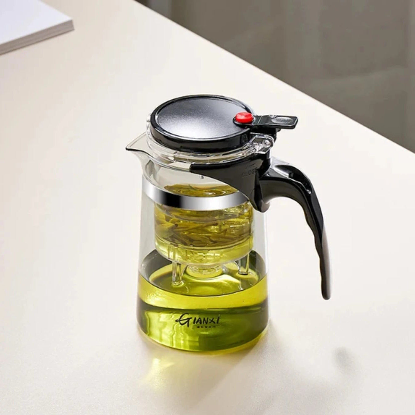 Théière en verre résistante à la chaleur avec infuseur - idéal pour le thé chinois, le café et l'utilisation du bureau