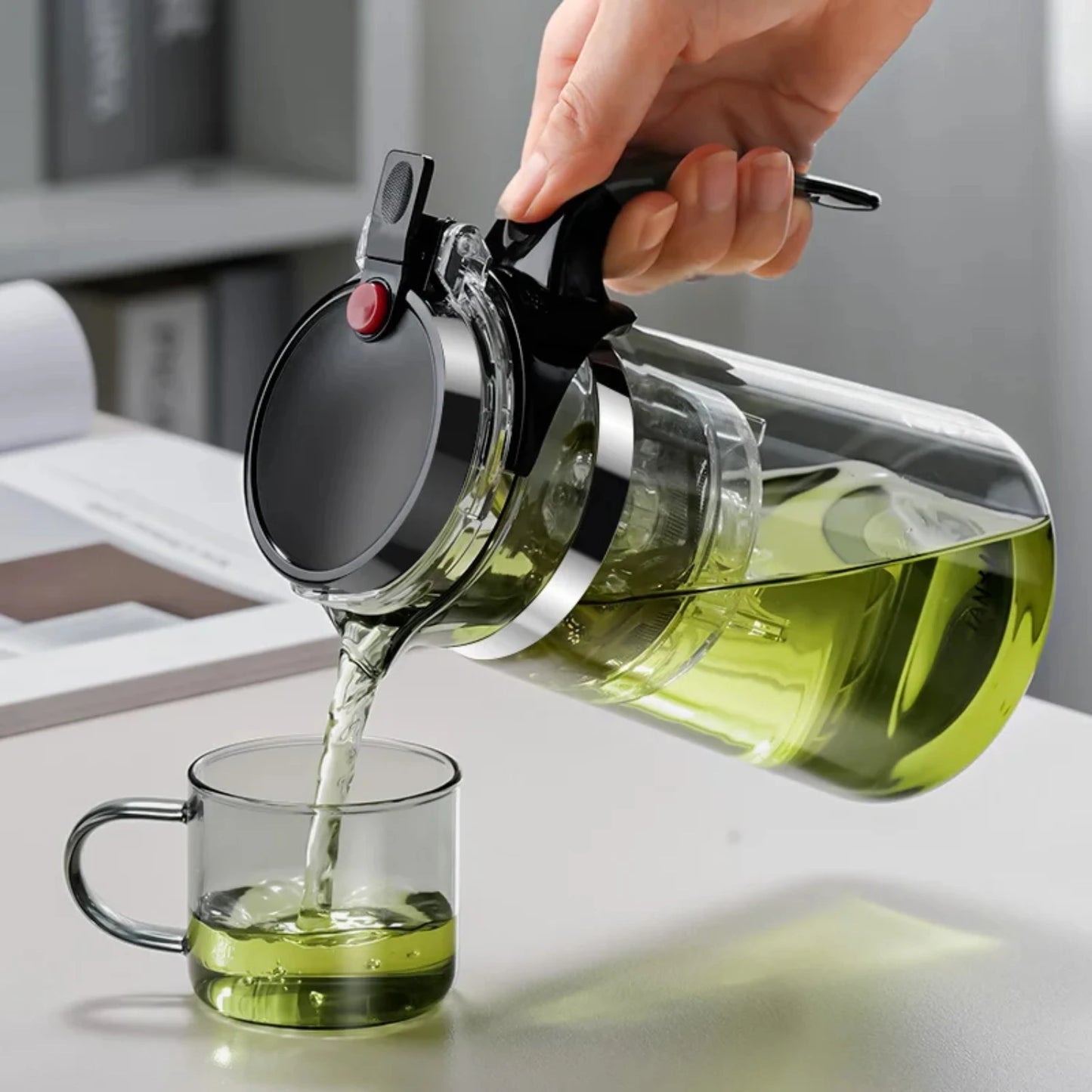 Théière en verre résistante à la chaleur avec infuseur - idéal pour le thé chinois, le café et l'utilisation du bureau