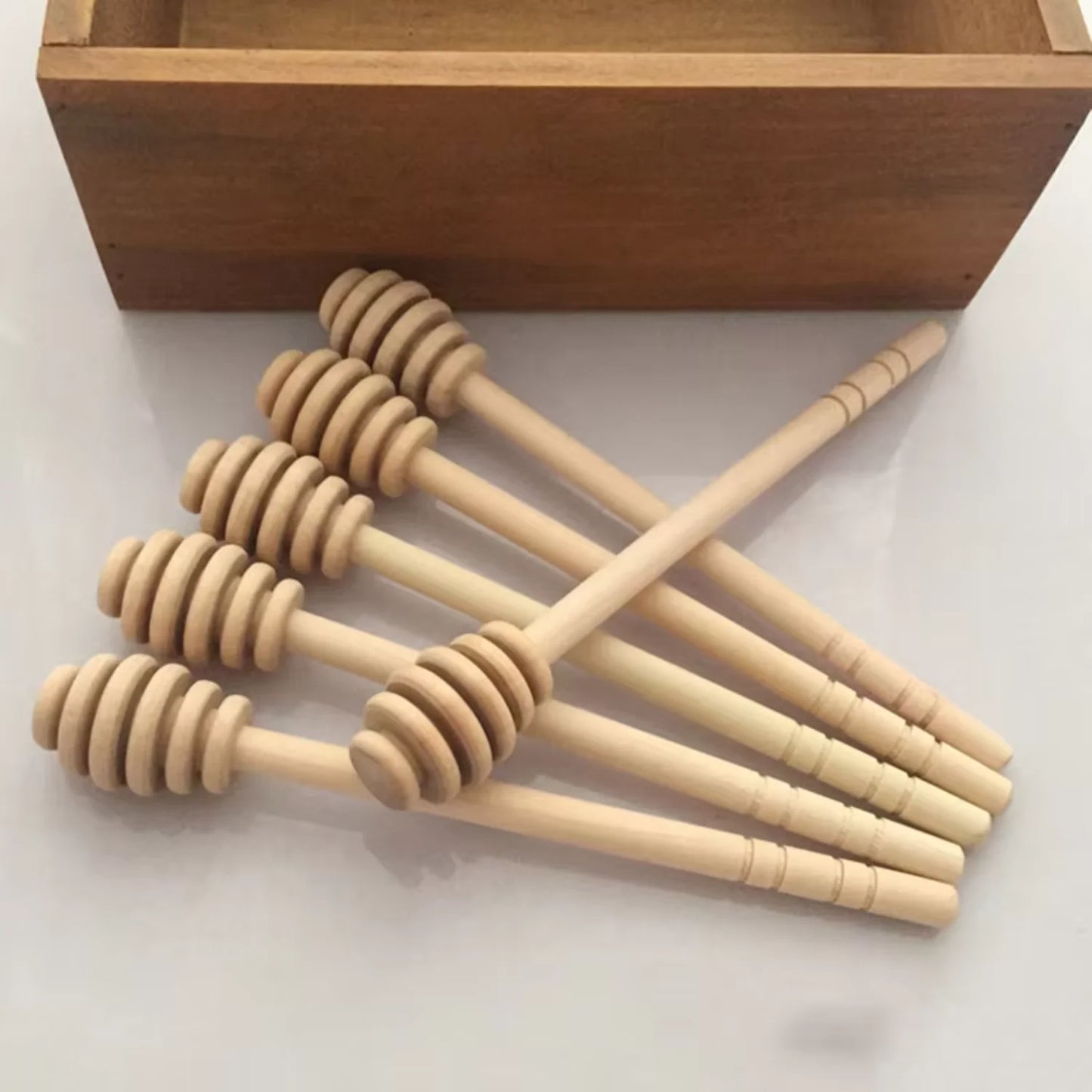 2-Piece Long Handle Wooden Honey Spoon Set – Ideal for Honey, Coffee, Milk, and Tea