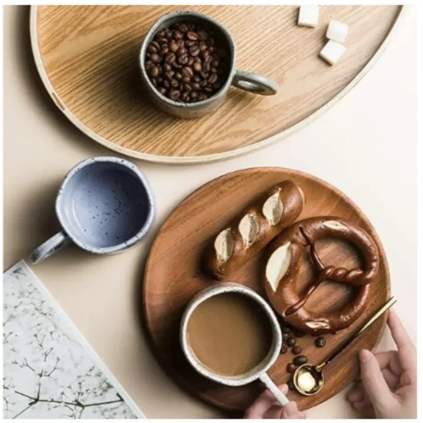 Creative Ring Handle Ceramic Mug – Korean INS Style Irregular Splash Ink Coffee Cup for Office and Breakfast Tea