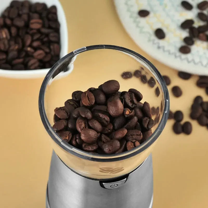 Cremaly Stainless Steel Electric Coffee Grinder – USB Rechargeable Portable Bean Grinding Machine
