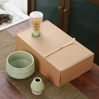 Retro Handmade Matcha Tea Set – Traditional Ceremony Bowls, Whisks, and Scoops – Perfect Gift for Tea Enthusiasts