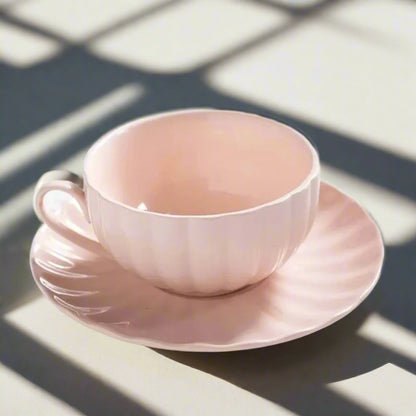 Elegant Floral Ceramic Tea Cup and Saucer Set – Charming Coffee Cup with Saucer Plate