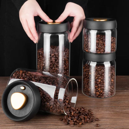 Fresh-Keeping Vacuum-Sealed Glass Jug – Airtight Canister for Coffee Beans, Food Grains, and Candy Storage