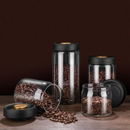 Fresh-Keeping Vacuum-Sealed Glass Jug – Airtight Canister for Coffee Beans, Food Grains, and Candy Storage