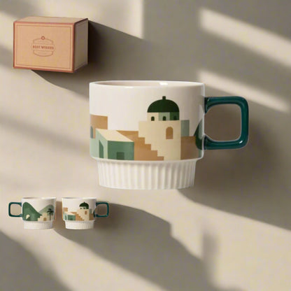 Vintage Retro Ceramic Morandi Coffee Cup: Unique Handcrafted Espresso Mug