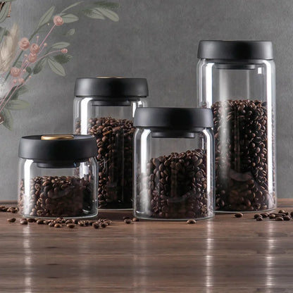 Fresh-Keeping Vacuum-Sealed Glass Jug – Airtight Canister for Coffee Beans, Food Grains, and Candy Storage