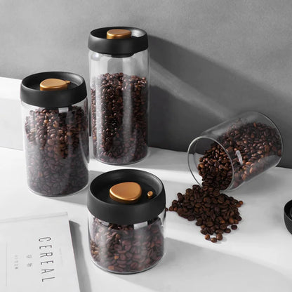Fresh-Keeping Vacuum-Sealed Glass Jug – Airtight Canister for Coffee Beans, Food Grains, and Candy Storage