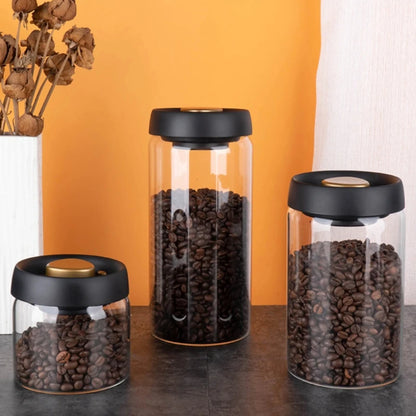 Fresh-Keeping Vacuum-Sealed Glass Jug – Airtight Canister for Coffee Beans, Food Grains, and Candy Storage