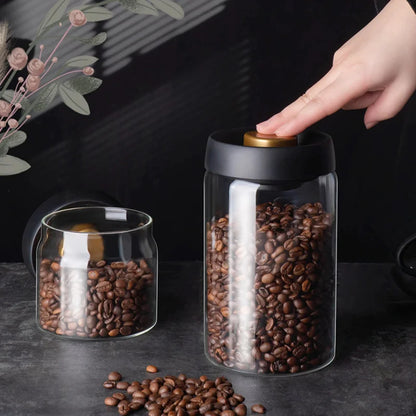 Fresh-Keeping Vacuum-Sealed Glass Jug – Airtight Canister for Coffee Beans, Food Grains, and Candy Storage